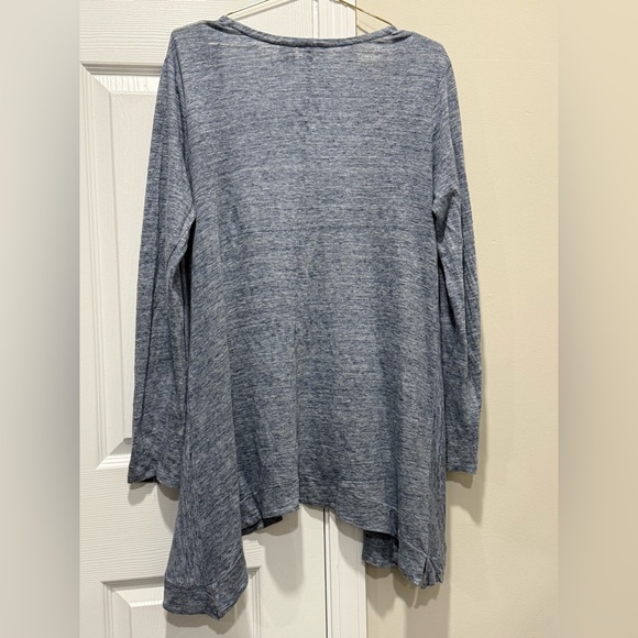 Tahari 100% Linen Open Front Longline Cardigan. Size Large Blue Slate - Picture 2 of 3